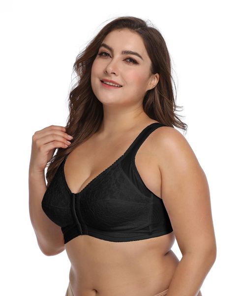 comfortable women's front closure bra full coverage non-padded underwear plus size lace embroidery back support wireless bra 38-48 b c, Red;black
comfortable women's front closure bra full coverage non-padded underwear plus size lace embroidery back support wireless bra 38-48 b c, Red;black