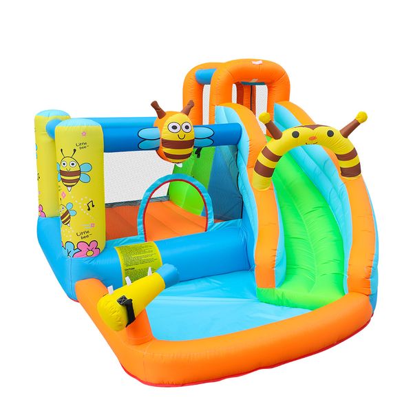 New Inflatable Bee Castle Kids Inflatable Water Slide With Pool Water Spray Gun Kids Inflatable Water Slide Air Jumping Castles Outdoor