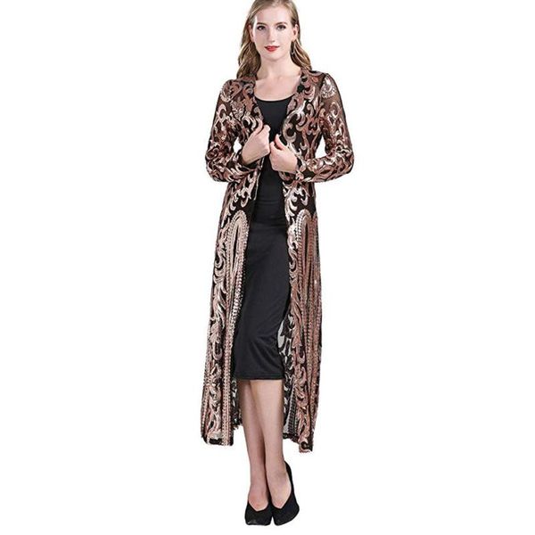women long coat cardigan floral sequined mesh patchwork street jacket long sleeve plus size lightweight modern ladies outcoat, Gray;blue
women long coat cardigan floral sequined mesh patchwork street jacket long sleeve plus size lightweight modern ladies outcoat, Gray;blue