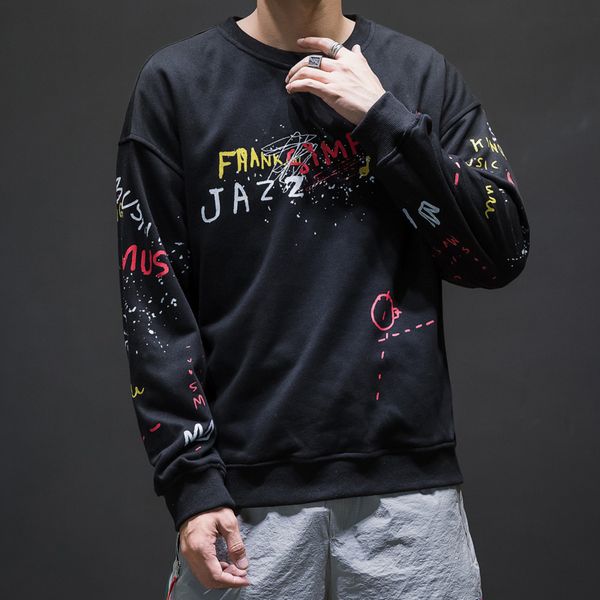 2019 autumn and winter men's new casual contrast color letter printing round neck hoodies loose temperament cotton polyester, Black
2019 autumn and winter men's new casual contrast color letter printing round neck hoodies loose temperament cotton polyester, Black