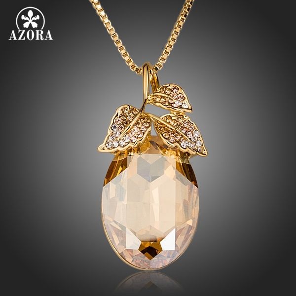 azora pear cut gold color stellux austrian crystal leaves pendant necklace tn0136, Silver
azora pear cut gold color stellux austrian crystal leaves pendant necklace tn0136, Silver