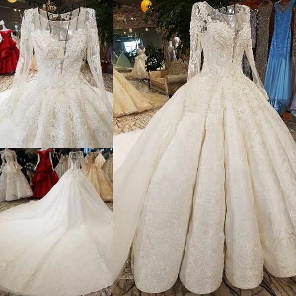 real ps 2019 elegant long sleeve beads muslim wedding dresses with 2m train appliques plus size bridal wedding gowns vestido de novia, White
real ps 2019 elegant long sleeve beads muslim wedding dresses with 2m train appliques plus size bridal wedding gowns vestido de novia, White