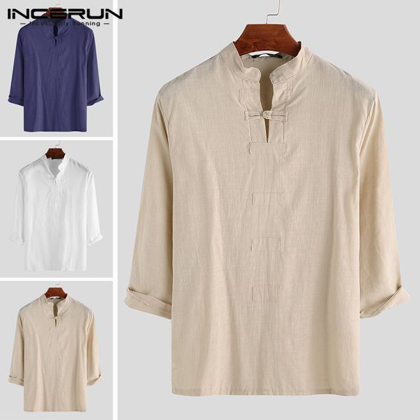 incerun men vintage shirt cotton stand collar solid color brand 3/4 sleeve loose chinese style tang suit men shirts s-5xl, White;black
incerun men vintage shirt cotton stand collar solid color brand 3/4 sleeve loose chinese style tang suit men shirts s-5xl, White;black