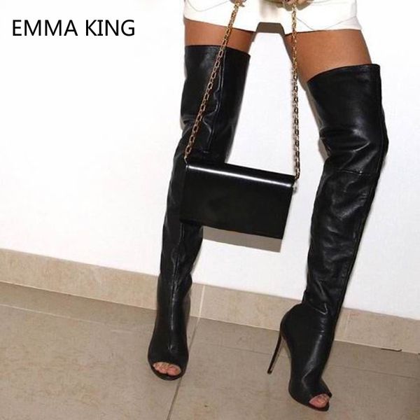черные летние сапоги на высоком каблуке женская обувь peep toe сексуальные тонкие каблуки модные кожаные бедра высокие сапоги партии overkne, Black
черные летние сапоги на высоком каблуке женская обувь peep toe сексуальные тонкие каблуки модные кожаные бедра высокие сапоги партии overkne, Black