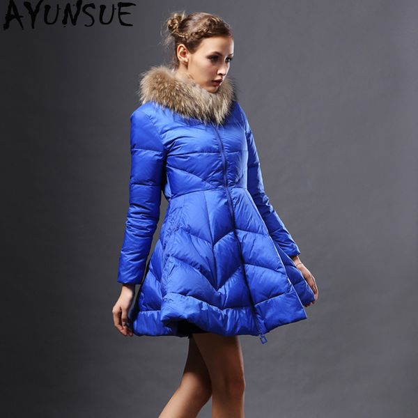 ayunsue women's down jacket long winter coat women raccoon fur collar puffer jacket slim fashion korean chaquetas mujer 9183, Black
ayunsue women's down jacket long winter coat women raccoon fur collar puffer jacket slim fashion korean chaquetas mujer 9183, Black
