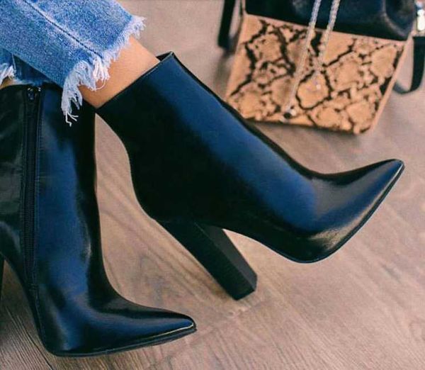 meilikelinwomen pu leather ankle boots thick heels pointed toe night club party shoes woman basic boots office pumps size 41 42, Black
meilikelinwomen pu leather ankle boots thick heels pointed toe night club party shoes woman basic boots office pumps size 41 42, Black