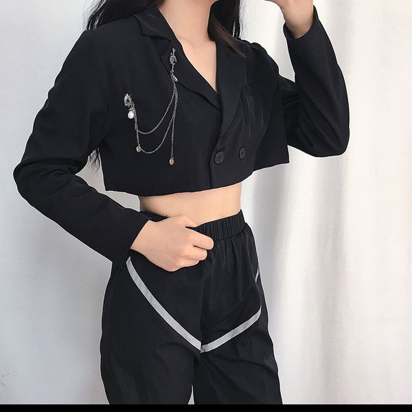 fashion american style suit jacket women's spring new pure color joker casual short crop navel small suit women, Black;brown
fashion american style suit jacket women's spring new pure color joker casual short crop navel small suit women, Black;brown