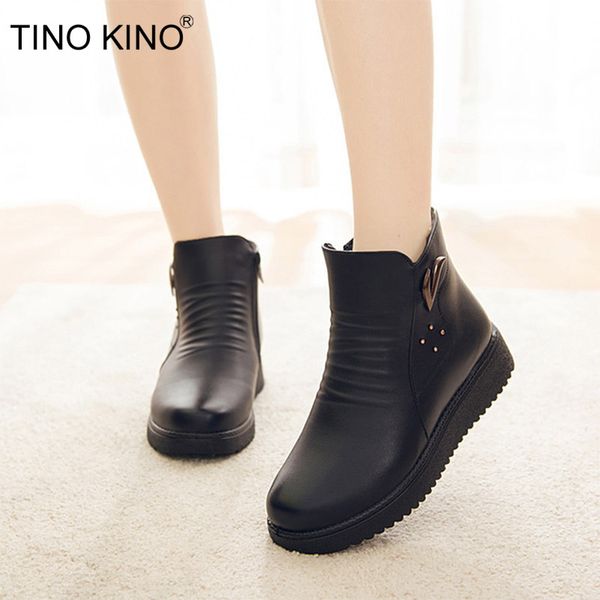 tino kino 2019 women pu leather plush warm zipper ankle boots casual wedges female shoes black fashion non slip mother footwear
tino kino 2019 women pu leather plush warm zipper ankle boots casual wedges female shoes black fashion non slip mother footwear