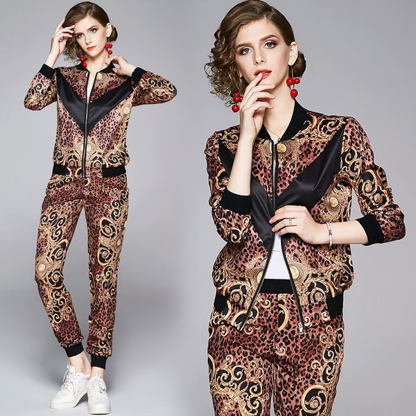 2021 women's leopard two piece pants elegant long sleeve jackets coat + casual sports trousers luxury designer spring autumn winter lad, White
2021 women's leopard two piece pants elegant long sleeve jackets coat + casual sports trousers luxury designer spring autumn winter lad, White