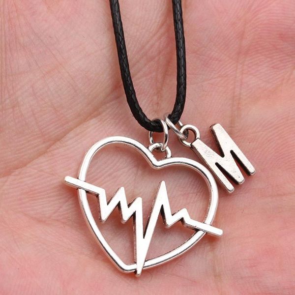 a-z letter love heartbeat diy тибетского серебряного цвета подвеска черная кожа ожерелье мода ювелирные изделия ручной работы для мужчин жен, Silver
a-z letter love heartbeat diy тибетского серебряного цвета подвеска черная кожа ожерелье мода ювелирные изделия ручной работы для мужчин жен, Silver