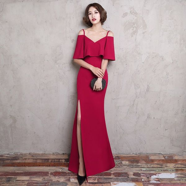 runway dresses toast bride 2021 winter temperament one shoulder long fish tail slim wedding party evening dress female, Black
runway dresses toast bride 2021 winter temperament one shoulder long fish tail slim wedding party evening dress female, Black