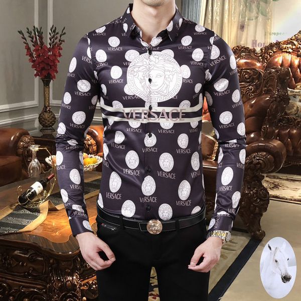 logistics new men's casual printing lapels slim long-sleeved luxury logo shirt european and american fashion brand trend shirt -4, White;black
logistics new men's casual printing lapels slim long-sleeved luxury logo shirt european and american fashion brand trend shirt -4, White;black