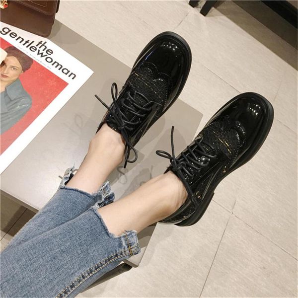 karin 2020 dropship british style round toe shoelaces brogue flats spring ladies women shoes woman, Black 
karin 2020 dropship british style round toe shoelaces brogue flats spring ladies women shoes woman, Black
