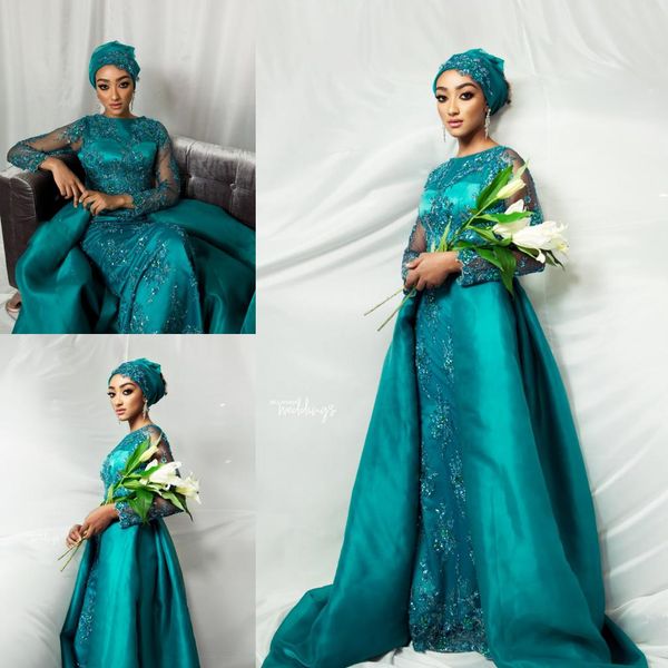 peacock blue muslim prom dresses 2019 with detachable train mermaid formal evening gowns long sleeves beaded pageant party dress plus size, Black
peacock blue muslim prom dresses 2019 with detachable train mermaid formal evening gowns long sleeves beaded pageant party dress plus size, Black