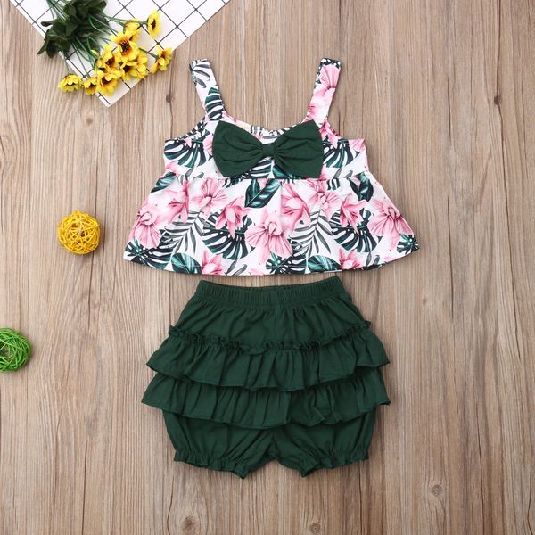 cute children clothing casual toddler kids baby girl summer clothes suspenders bow floral printed crop shorts 2pcs outfits, White
cute children clothing casual toddler kids baby girl summer clothes suspenders bow floral printed crop shorts 2pcs outfits, White
