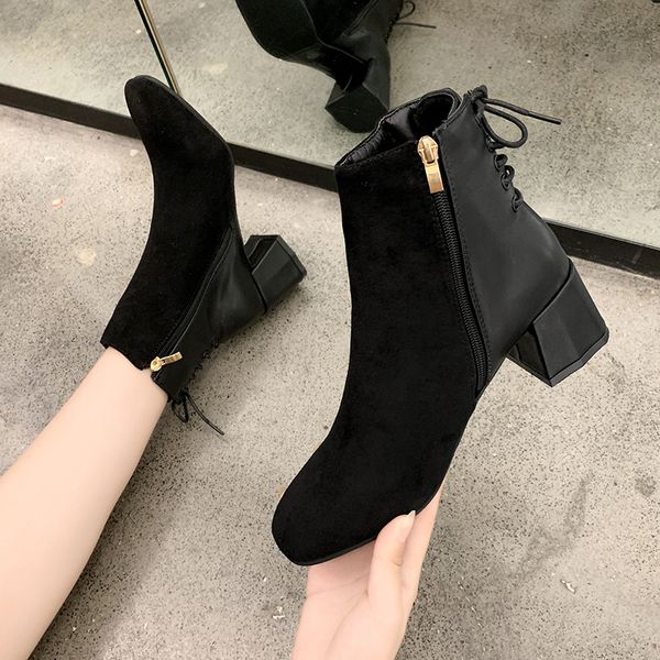 shoes fashion boots woman low heels booties lace up round toe boots-women mid-calf booties women winter footwear punk 2019 rubbe, Black
shoes fashion boots woman low heels booties lace up round toe boots-women mid-calf booties women winter footwear punk 2019 rubbe, Black