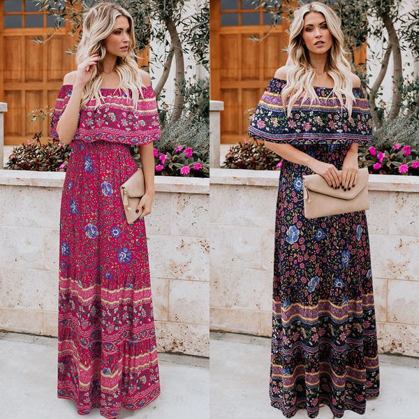 word one collar strapless long paragraph small broken flowers posimi asia printing women's wear dress, Red;white
word one collar strapless long paragraph small broken flowers posimi asia printing women's wear dress, Red;white
