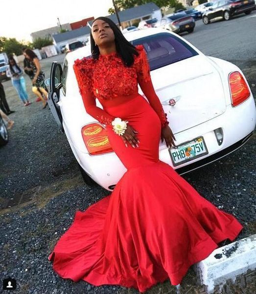 south african red mermaid prom dresses ref long sleeves flora appliques evening gowns satin sweep train formal party dress custom made, Black;red
south african red mermaid prom dresses ref long sleeves flora appliques evening gowns satin sweep train formal party dress custom made, Black;red