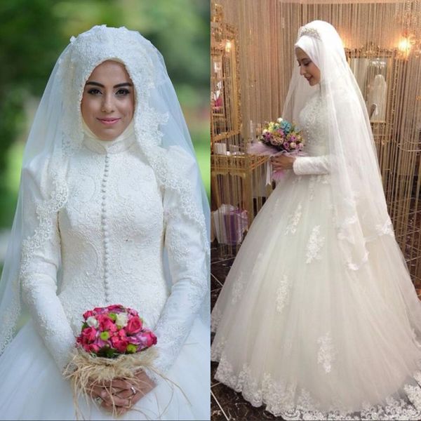arabic bridal gowns islamic long sleeve muslim wedding dresses ball gown lace wedding dress custom made, White
arabic bridal gowns islamic long sleeve muslim wedding dresses ball gown lace wedding dress custom made, White