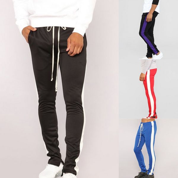 2019 new men side strip joggers pants casual men's track pants drawstring cotton fitness slim sweatpants pantalones hombre, Black 
2019 new men side strip joggers pants casual men's track pants drawstring cotton fitness slim sweatpants pantalones hombre, Black