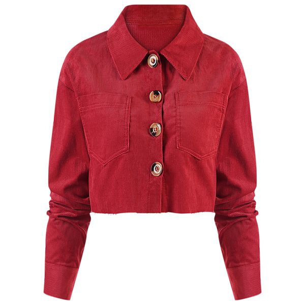 joineles long sleeve spring women corduroy cropped jacket button up pocket patchwork casual girls thin coat women fashion solid, Black;brown
joineles long sleeve spring women corduroy cropped jacket button up pocket patchwork casual girls thin coat women fashion solid, Black;brown