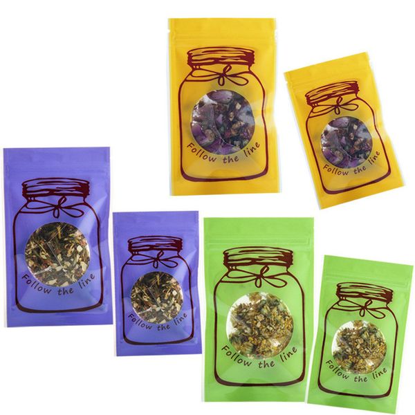 100pcs A Color Mason Jar Smell Proof Bag Mylar Zip Lock Bag Aluminum Foil Bag Food Storage Bags Pouch
