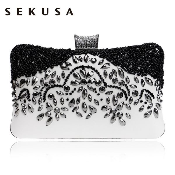 sekusa fashion pu lady beaded handmade evening bags black white color chain day clutches handbags for wedding evening bag
sekusa fashion pu lady beaded handmade evening bags black white color chain day clutches handbags for wedding evening bag