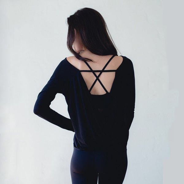 women yoga wear loose long sleeve halter shirt sport women ftness clothing female, White;red
women yoga wear loose long sleeve halter shirt sport women ftness clothing female, White;red