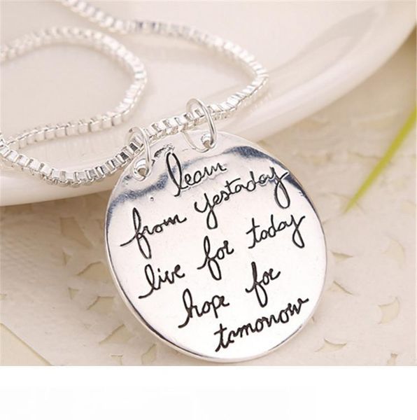 letter pendant necklace learn from yesterday live for today hope for tomorrow engraved letter round pendant necklace statement jewelry, Silver
letter pendant necklace learn from yesterday live for today hope for tomorrow engraved letter round pendant necklace statement jewelry, Silver