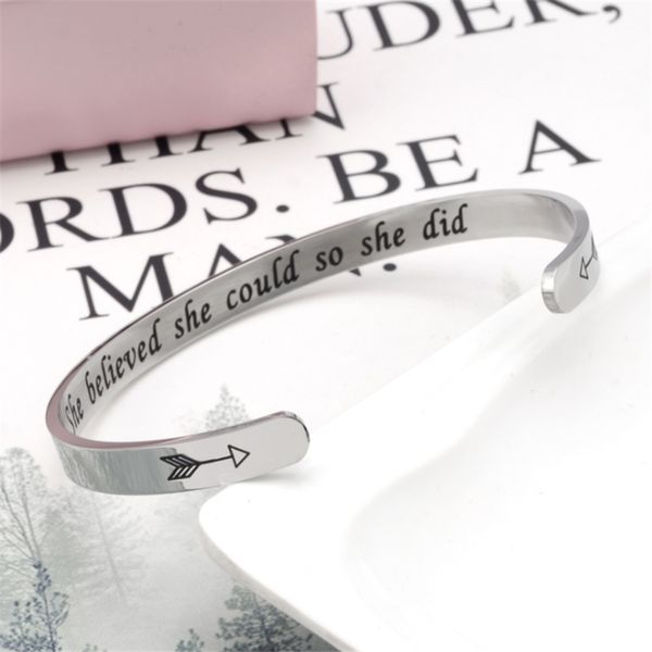 stainless steel bracelets silver color letters open cuff bangles fashion jewelry bangles for women men, Black 
stainless steel bracelets silver color letters open cuff bangles fashion jewelry bangles for women men, Black