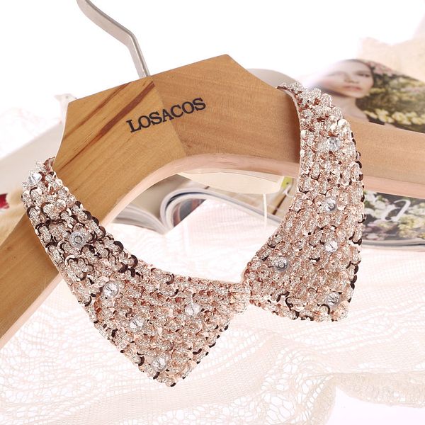 vintage gold sequin beads knitted cloth ribbon fake collar choker necklaces clothing accessories, Silver
vintage gold sequin beads knitted cloth ribbon fake collar choker necklaces clothing accessories, Silver