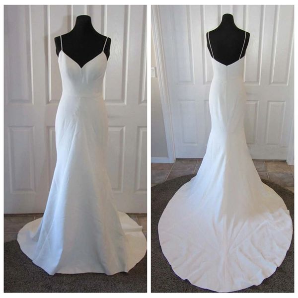 simple thin spaghetti straps white mermaid wedding dresses with court train satin wedding dresses backless bridal gowns vestidos de novia
simple thin spaghetti straps white mermaid wedding dresses with court train satin wedding dresses backless bridal gowns vestidos de novia