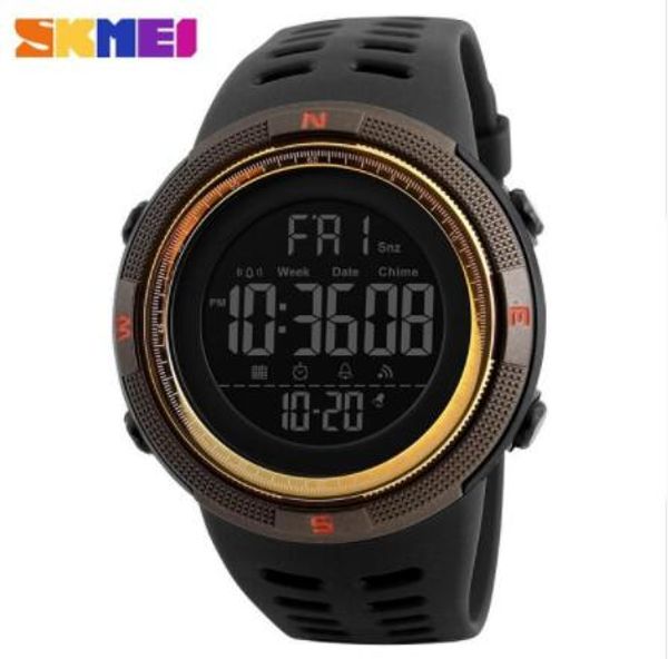 

skmei brand men sports watches countdown double time watch alarm chrono digital wristwatches 50m waterproof relogio masculino, Slivery;brown