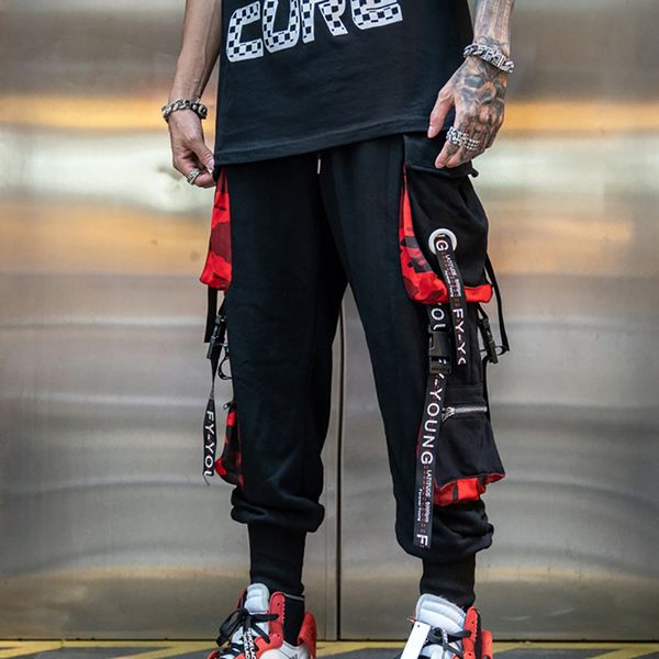 casual hip hop joggers cargo pants men letter ribbons block hit color pocket track pants male trousers sweatpants streetwear, Black
casual hip hop joggers cargo pants men letter ribbons block hit color pocket track pants male trousers sweatpants streetwear, Black