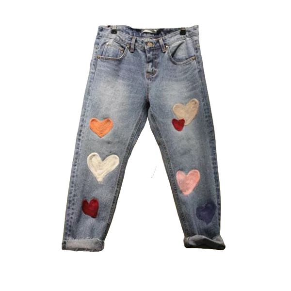 2020 new women patch harem jeans high waist love heart stitching fashion loose denim pants truosers r, Blue
2020 new women patch harem jeans high waist love heart stitching fashion loose denim pants truosers r, Blue
