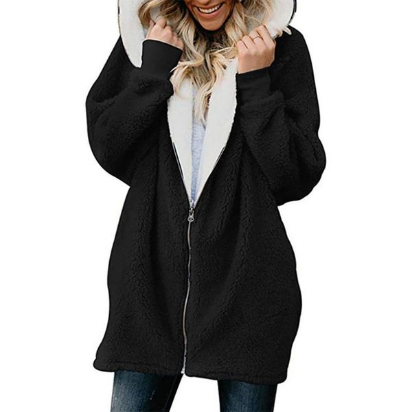 warm women winter coat women jacket long hooded neck casual ladies coats woman clothing, Black;brown