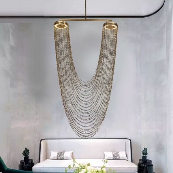 Bronze Chain Chandelier Long Staircase Light Modern Villa Hotel Art Deco LED Light H192cm
Bronze Chain Chandelier Long Staircase Light Modern Villa Hotel Art Deco LED Light H192cm