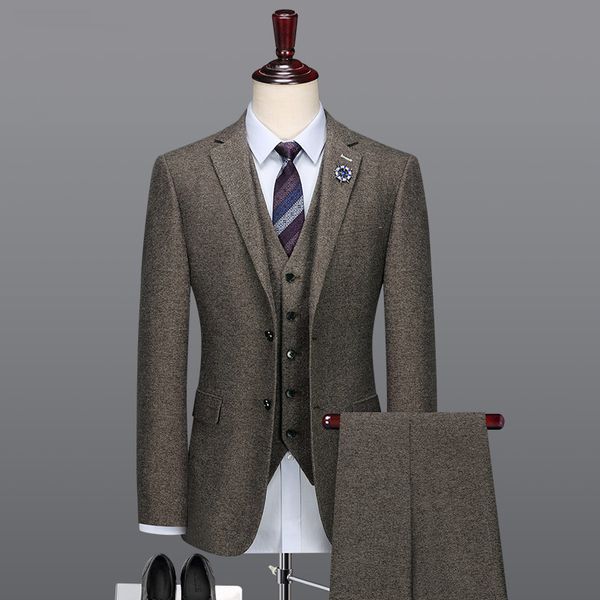 men suit brown single breasted two button slim fit groom wedding party dress plus size father day gifts winter warm suits sets, White;black
men suit brown single breasted two button slim fit groom wedding party dress plus size father day gifts winter warm suits sets, White;black