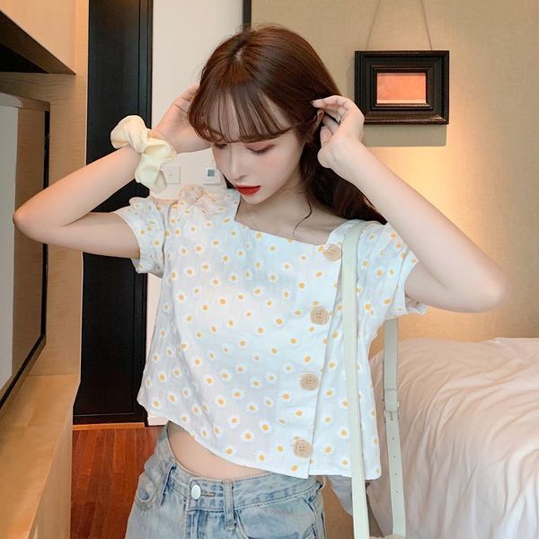 women's blouses & shirts korean fashion clothing sweet girls women summer blouse short sleeves with buttons, White
women's blouses & shirts korean fashion clothing sweet girls women summer blouse short sleeves with buttons, White
