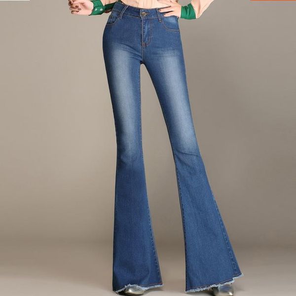 2017 new wide legs jeans female high waist stretch plus size women casual trousers flare pants, Blue
2017 new wide legs jeans female high waist stretch plus size women casual trousers flare pants, Blue