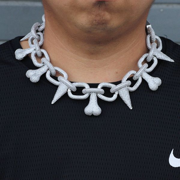 aaa cz камень престижное большой тяжелый rivet спайк bone звено цепи ожерелье bling iced out мужчины hip hop рэпер ожерелья мужской ювелирны, Silver
aaa cz камень престижное большой тяжелый rivet спайк bone звено цепи ожерелье bling iced out мужчины hip hop рэпер ожерелья мужской ювелирны, Silver