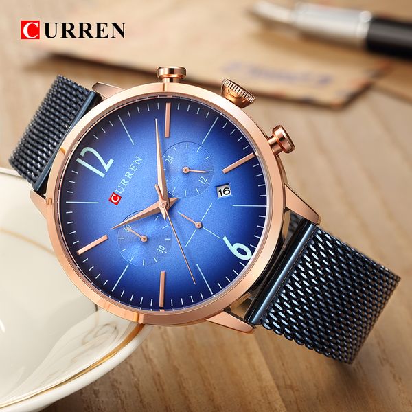 curren quartz watches men simple casual dress mesh steel wrist watch blue dial business clocks, Slivery;brown
curren quartz watches men simple casual dress mesh steel wrist watch blue dial business clocks, Slivery;brown