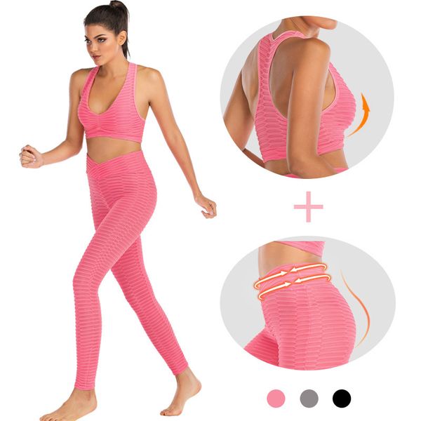 new style sport 2 pieces bra pants set women bubble net yoga suit high waist push up gym active wear, White;red
new style sport 2 pieces bra pants set women bubble net yoga suit high waist push up gym active wear, White;red