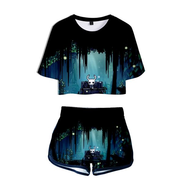 hollow knight 3d college style kawaii 2019 navel fashion women's navel t-shirt + shorts suit cotton short-sleeved, White
hollow knight 3d college style kawaii 2019 navel fashion women's navel t-shirt + shorts suit cotton short-sleeved, White