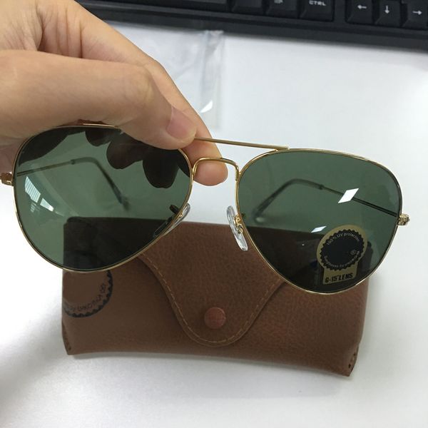wholesale classic pilot sunglasses designer brand mens womens sun glasses eyewear gold metal green 58mm 62mm glass lenses brown with case
wholesale classic pilot sunglasses designer brand mens womens sun glasses eyewear gold metal green 58mm 62mm glass lenses brown with case