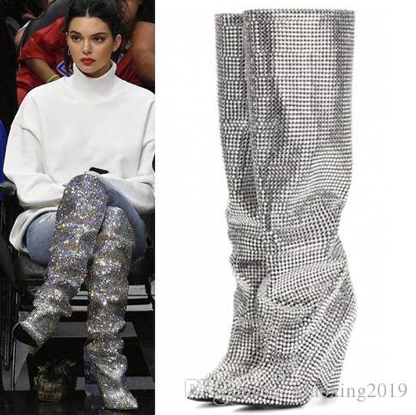 2018 autumn winter womens boots drill pointed toe high heels knee-high boots sheepskin genuine leather crystal shoes botas, Black
2018 autumn winter womens boots drill pointed toe high heels knee-high boots sheepskin genuine leather crystal shoes botas, Black
