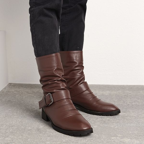 ymechic 2019 autumn winter black brown pleated block heels womens shoes buckle strap back zip mid calf riding boots footwear
ymechic 2019 autumn winter black brown pleated block heels womens shoes buckle strap back zip mid calf riding boots footwear