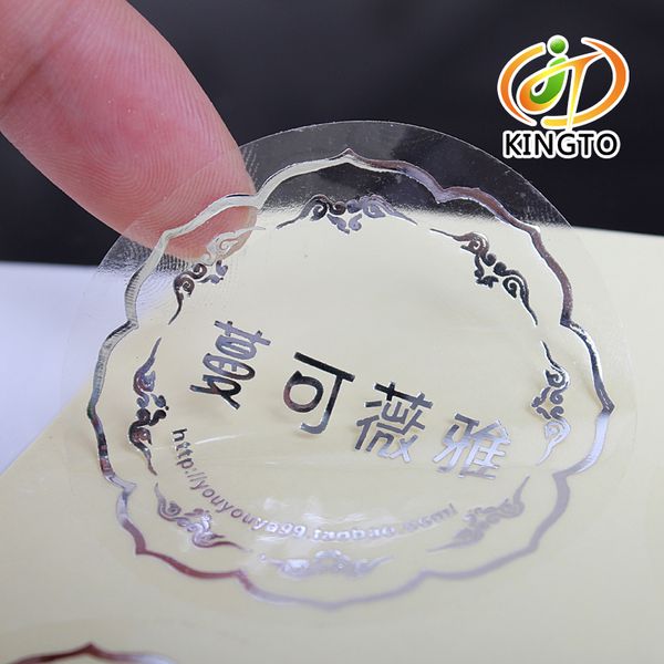 Silver Foil Stamping Transparent Adhesive Sticker
