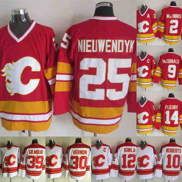 Calgary Flames 30 Mike Vernon 14 Theoren Fleury 2 Al Macinnis 12 Iginla 9 Lanny McDonald 10 Gary Roberts 25 Joe Nieuwendyk Hockey Jersey
Calgary Flames 30 Mike Vernon 14 Theoren Fleury 2 Al Macinnis 12 Iginla 9 Lanny McDonald 10 Gary Roberts 25 Joe Nieuwendyk Hockey Jersey