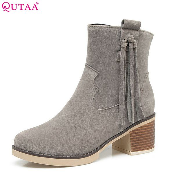 qutaa 2018 westrn style women ankle boots tassel square high heel women shoes round toe zipper ladies ankle boots size 34-43, Black
qutaa 2018 westrn style women ankle boots tassel square high heel women shoes round toe zipper ladies ankle boots size 34-43, Black